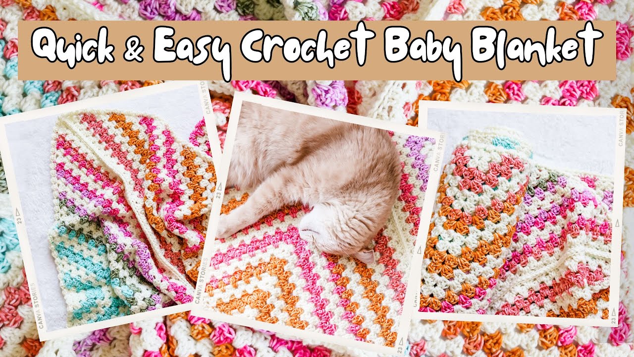 FAST & EASY GRANNY STRIPE BABY BLANKET | Free Daphne Afghan Crochet Pattern for Beginners