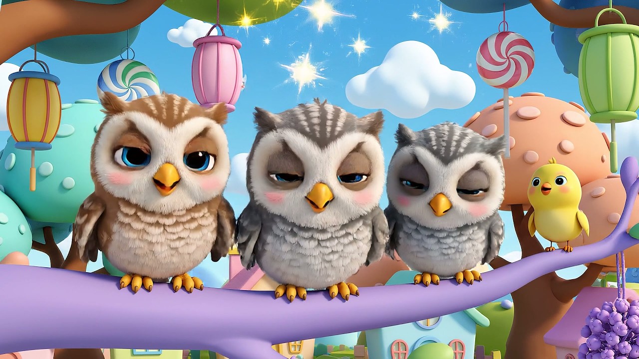 Tres Pequeños Búhos de Juguete Ululululu | Canciones de Animales Nocturnos y Números