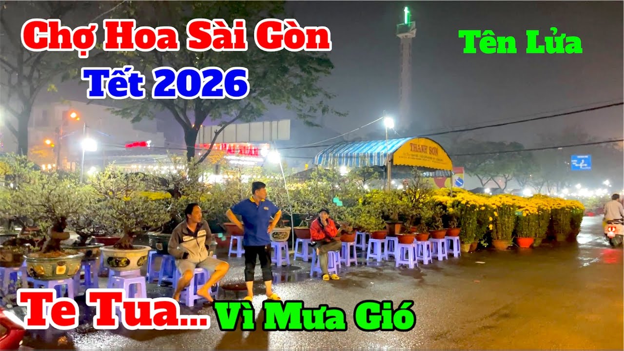 TE TUA vì mưa gió tại chợ hoa khu tên lửa SÀI GÒN tết 2026