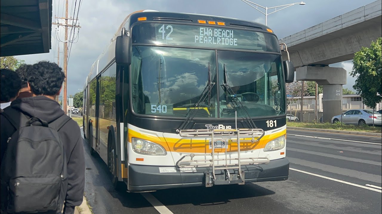 Thebus Honolulu Bus' 181 NFL XDE60 Route 42 Ewa Beach, Arizona Memorial,Aloha Stadium,Pearlridge