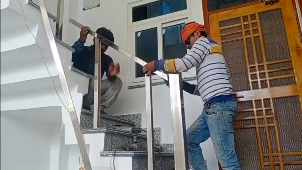 स्टील रेलिंग लगाने के लिए //सीडीओ पर मार्किंग sqvayar holl होल और फिटिंग कैसे करें