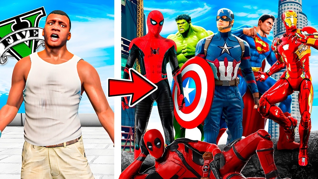 ME CONVIERTO en TODOS los SUPERHEROES en GTA 5 (PELICULA)