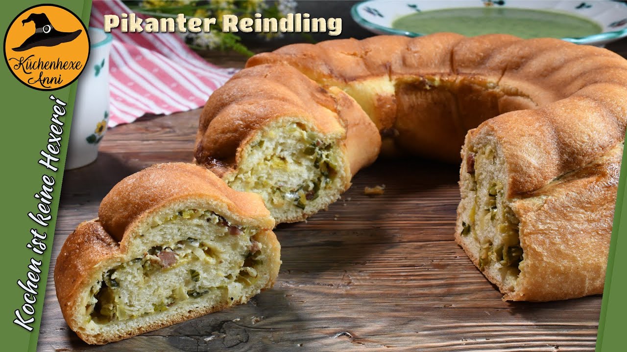 Herzhafter , pikanter Reindling mit Lauch   Speckfülle für den Osterbrunch