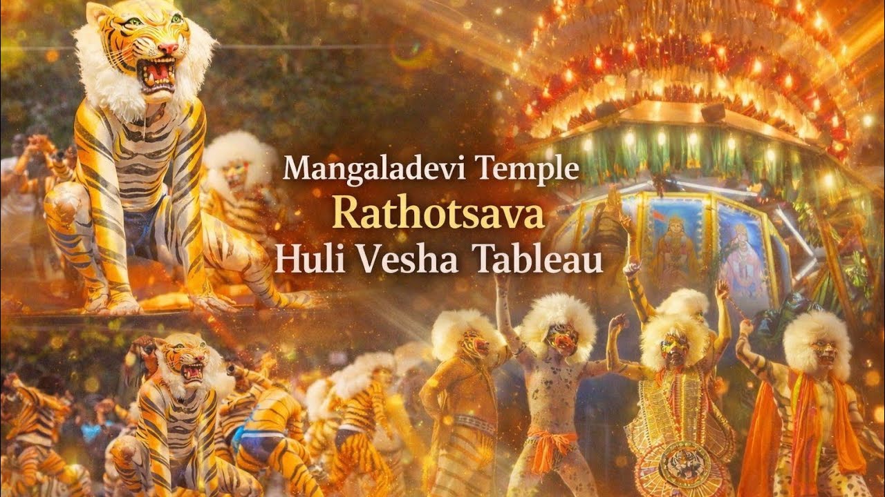 🔴Mangaladevi Temple Rathotsava Huli Vesha Tableau🐯