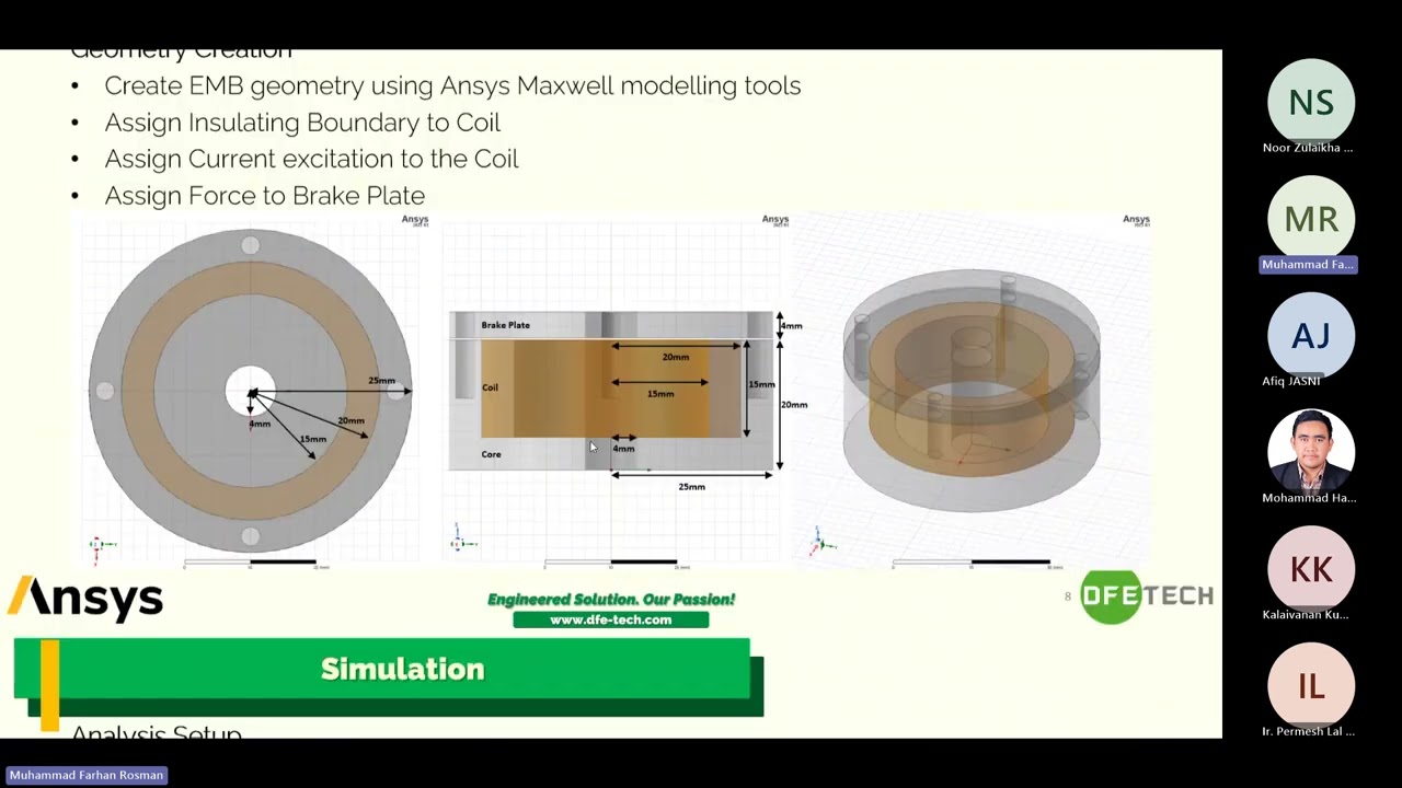 Webinar : Ansys Electronics (Ansys Maxwell : Electromagnetic Brake EMB Simulation)