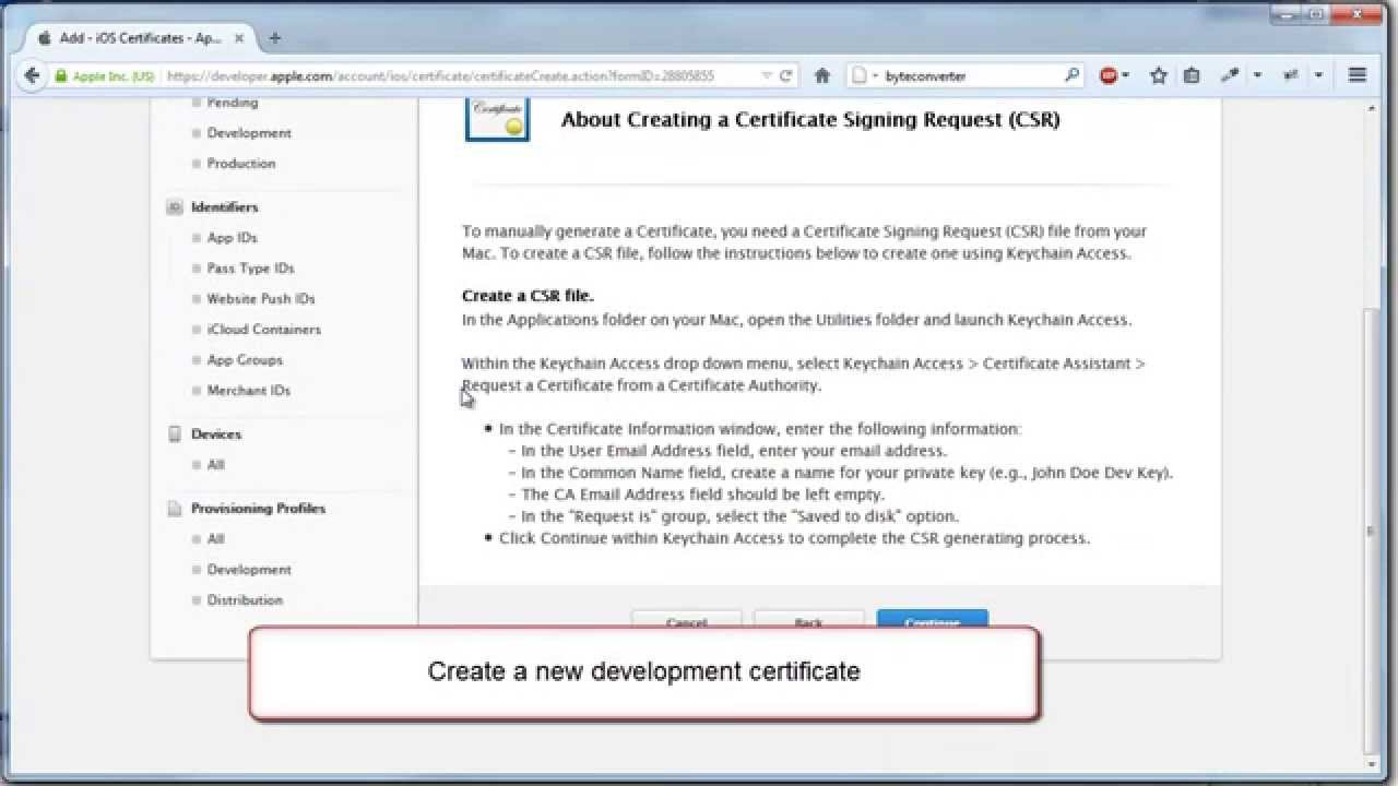 B4i - Creating a certificate and provision profile