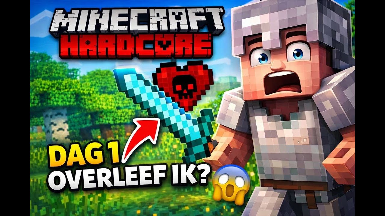 Eerste keer Minecraft Survival Hardcore 😅