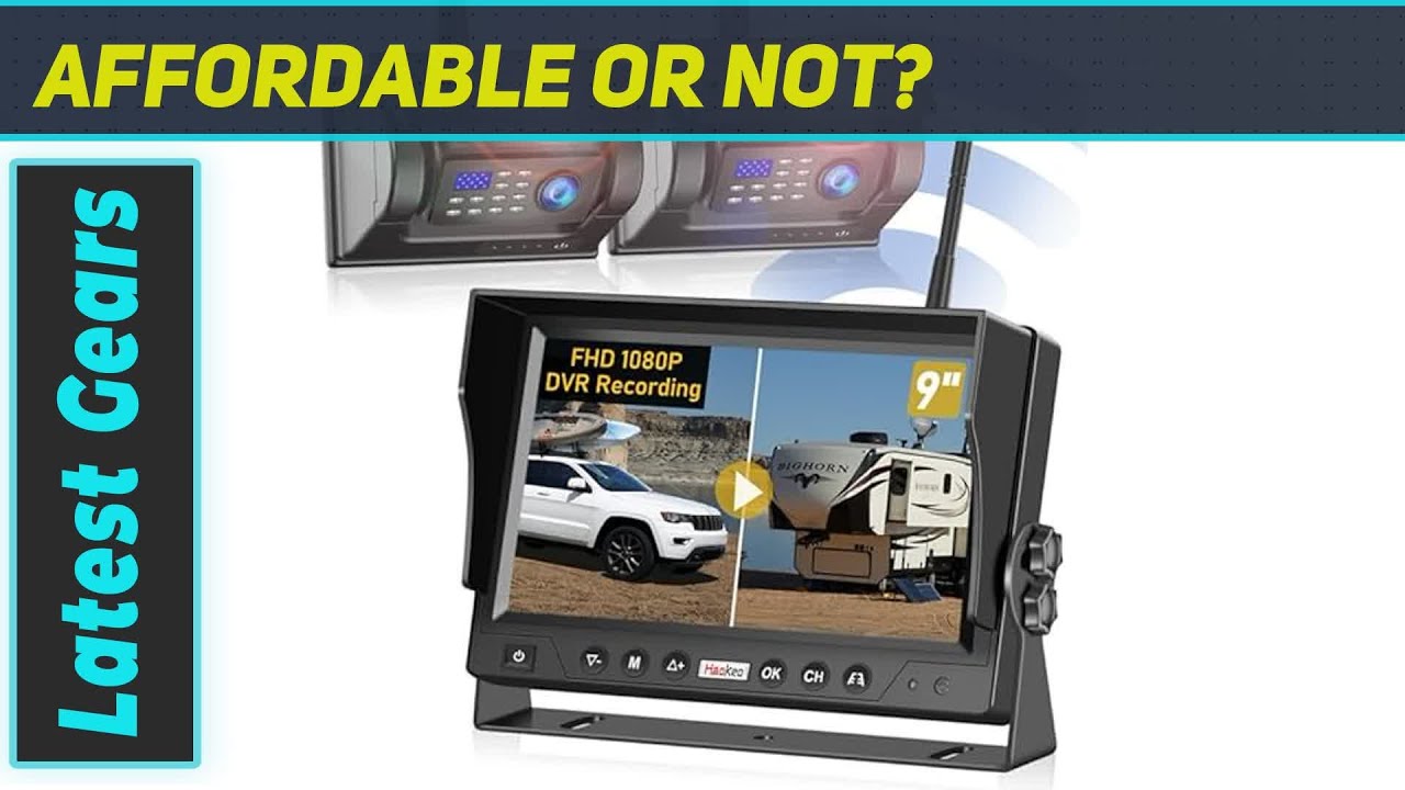 Magnetic Solar RV Trailer Wireless Backup 2-Cameras HD 1080P 9'' DVR Monitor
