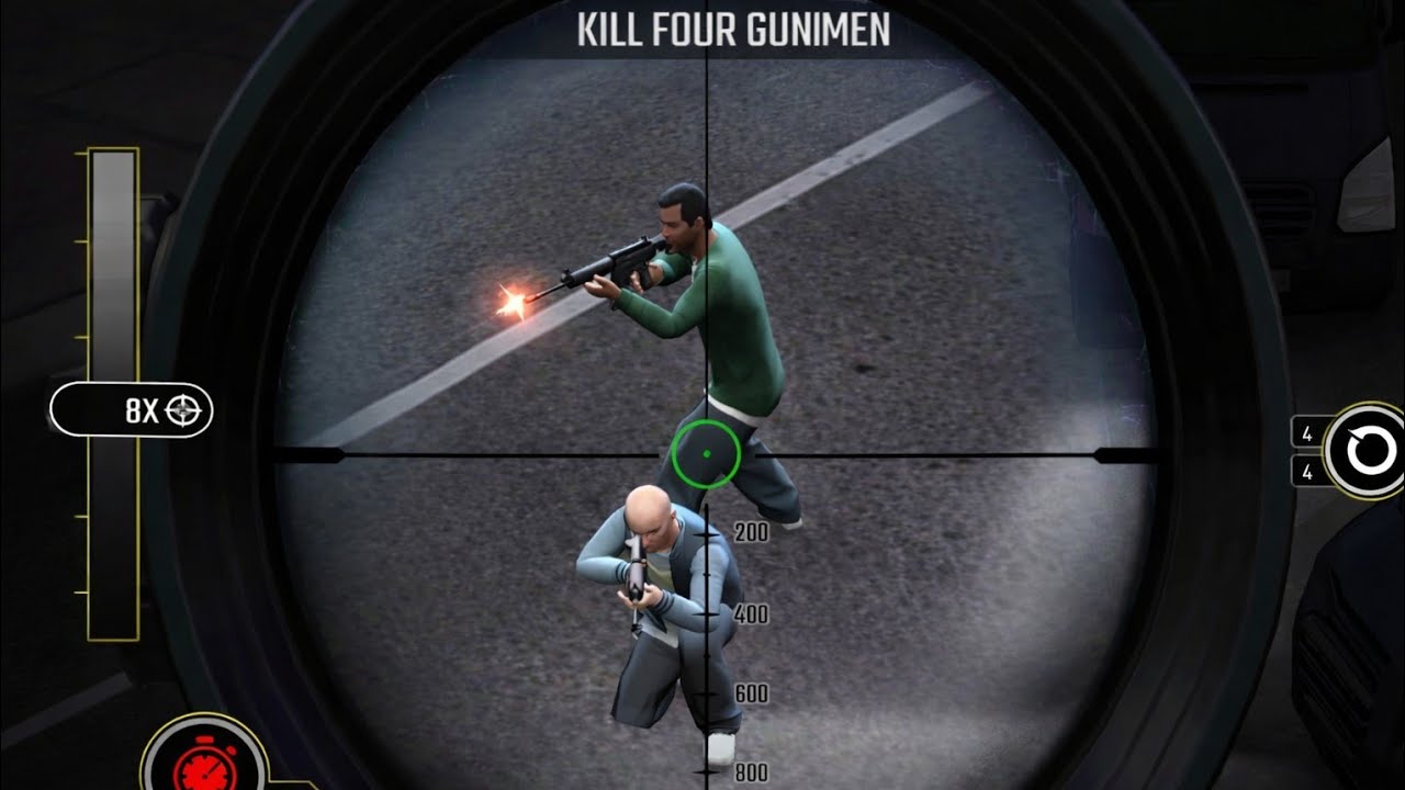 Sniper vs Four Gunmen – One Chance 😲 #snipershowdown 