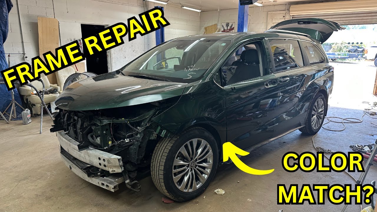 REBUILDING A WRECKED 2021 TOYOTA SIENNA FRAME WORK & PAINTING