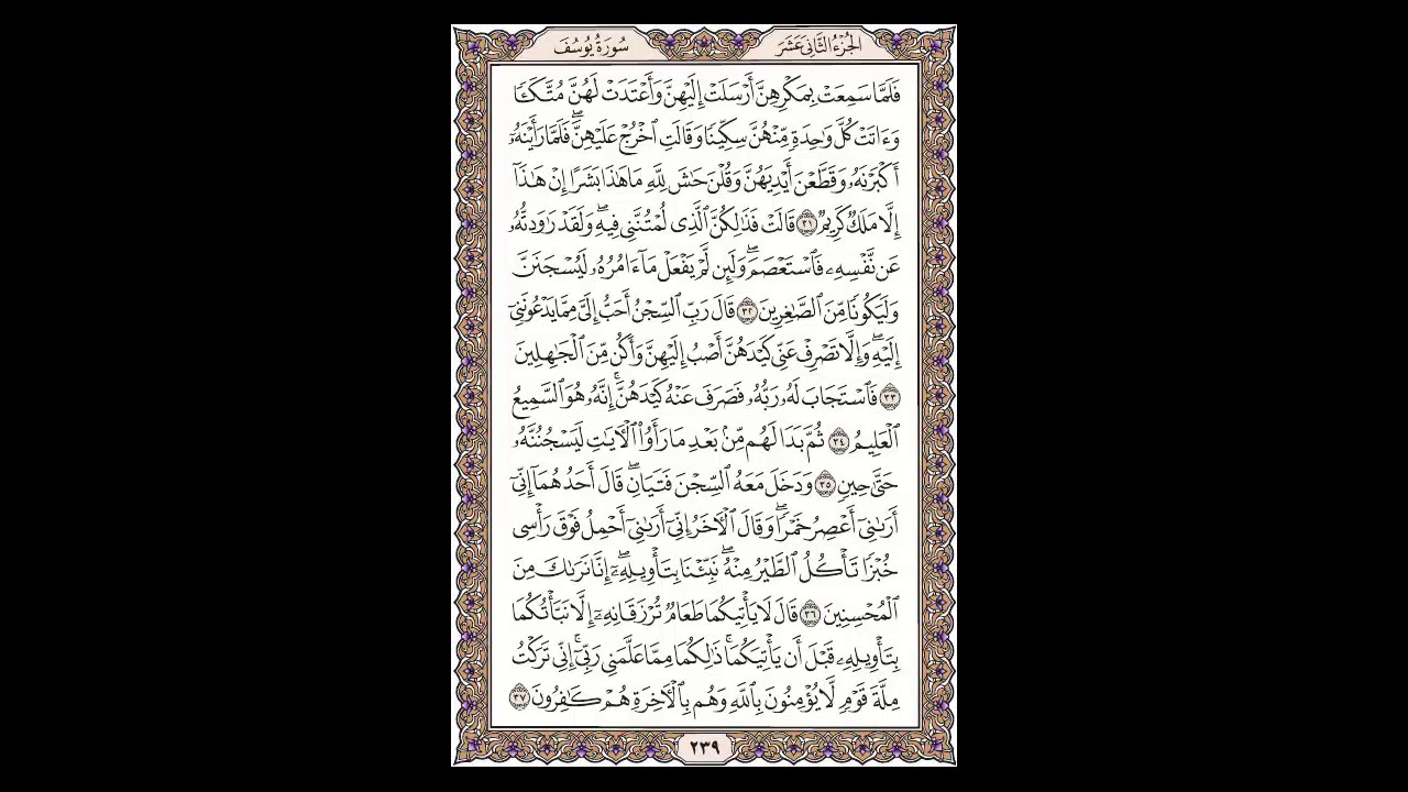 سورة يوسف - الشيخ خالد الجليل - صفحة 239 للحفظ مكررة ثلاث مرات