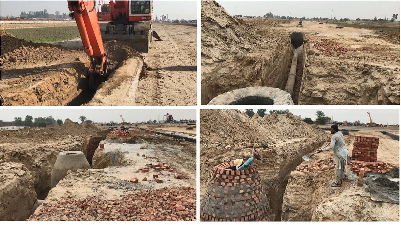 Working of Sewerage Line & Manholes Brick Work.