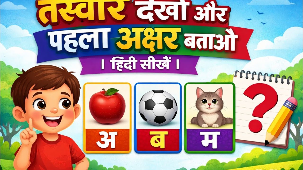 तस्वीर देखो और पहला अक्षर बताओ | हिंदी सीखें”“Tasveer Dekho aur Pehla Akshar Batao | Hindi Seekhein”
