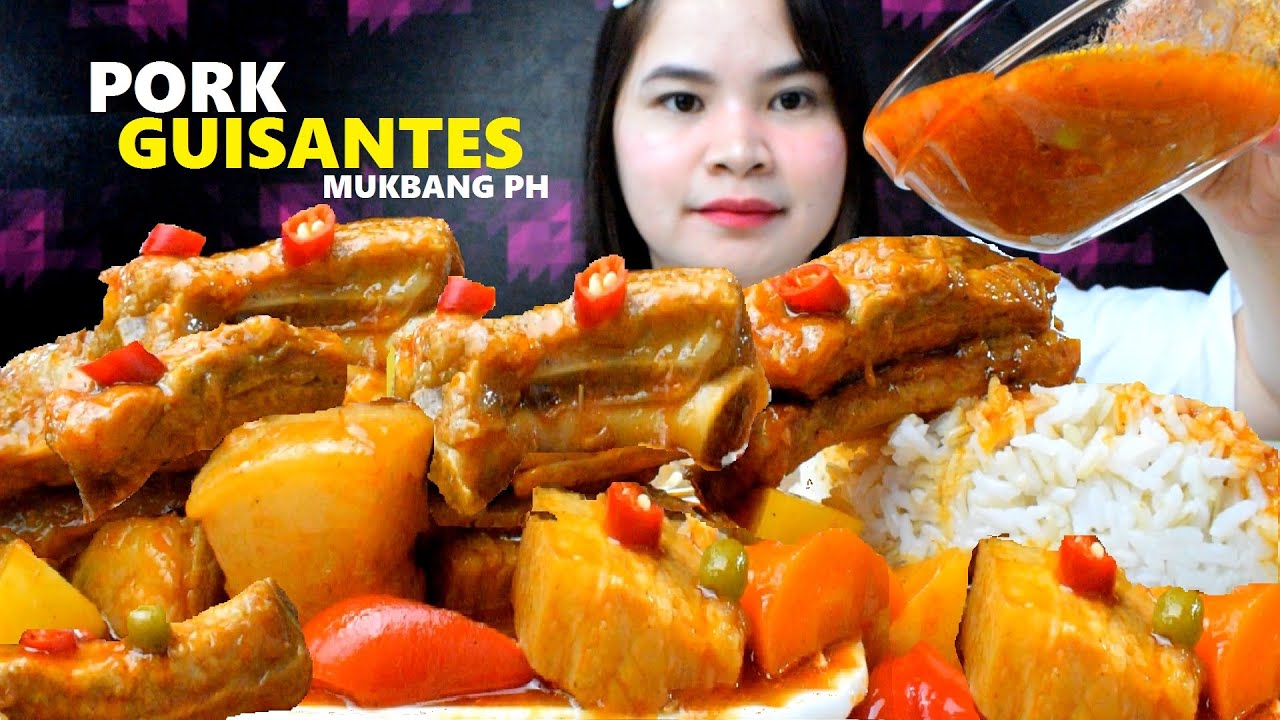 MUKBANG EATING PORK PEARLS | PORK GUISANTES | MUKBANG PHILIPPINES | HANIMACE TV