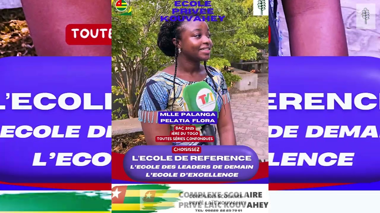 1ère du Togo BAC2 2025 Mlle PALANGA Pelatia Kassandra Flora de Ecole Kouvahey by DYS Inter Pictures