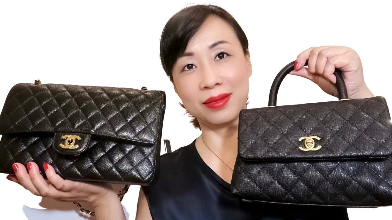 WHAT’S IN MY BAG? CHANEL CLASSIC FLAP COMPARE WITH CHANEL COCO HANDLE( Request Video)