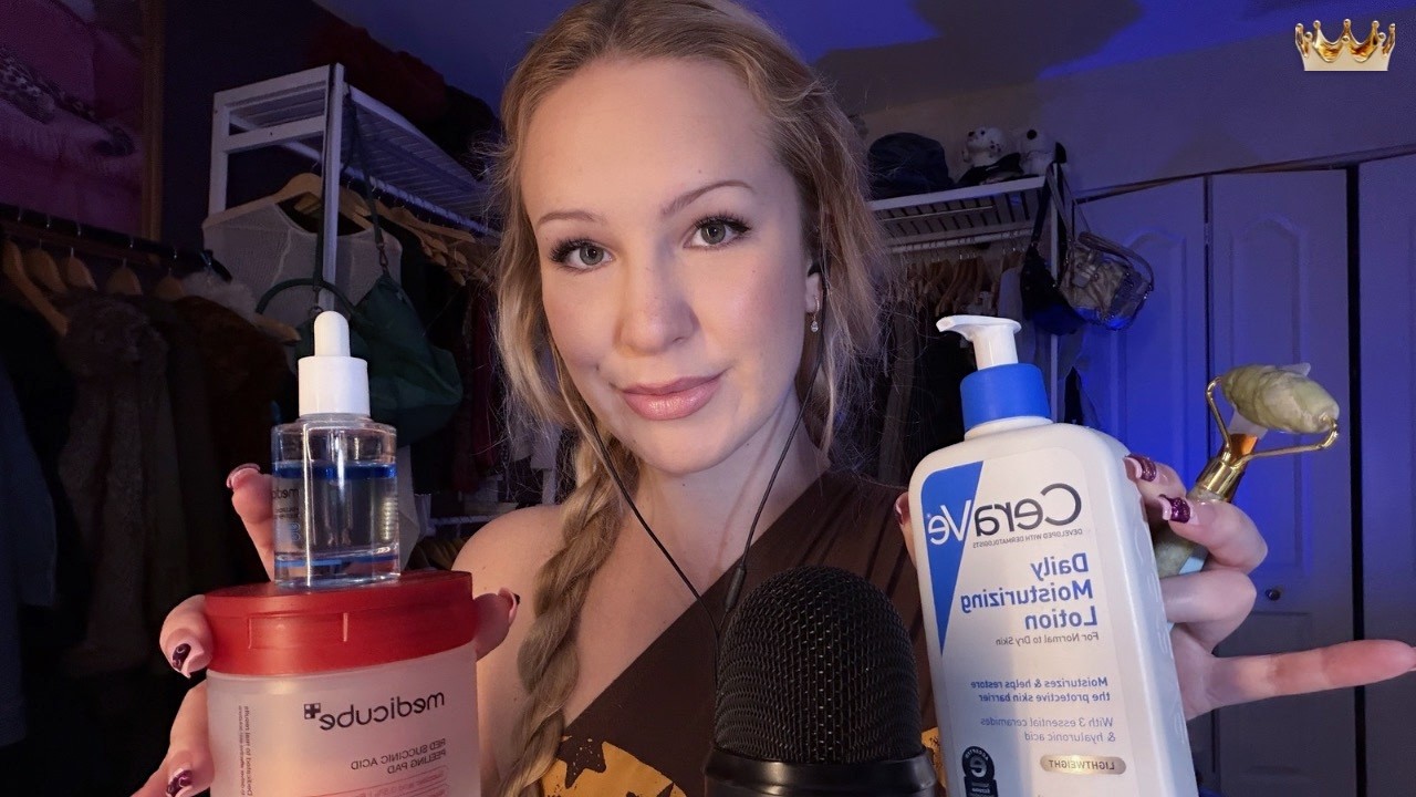 ASMR Doing your skincare before bed 🧴🫧 (layered & mouth sounds)