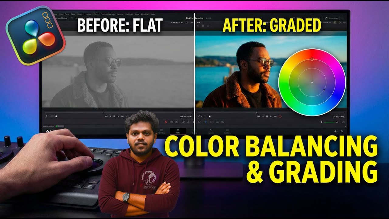 color balance and color grading in davinci resolve studio using curve . easy step by step