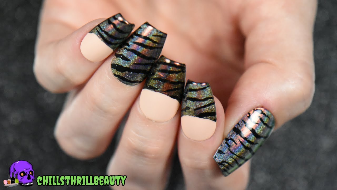 HOLOGRAPHIC French Tip Nail Art Stamping Tutorial