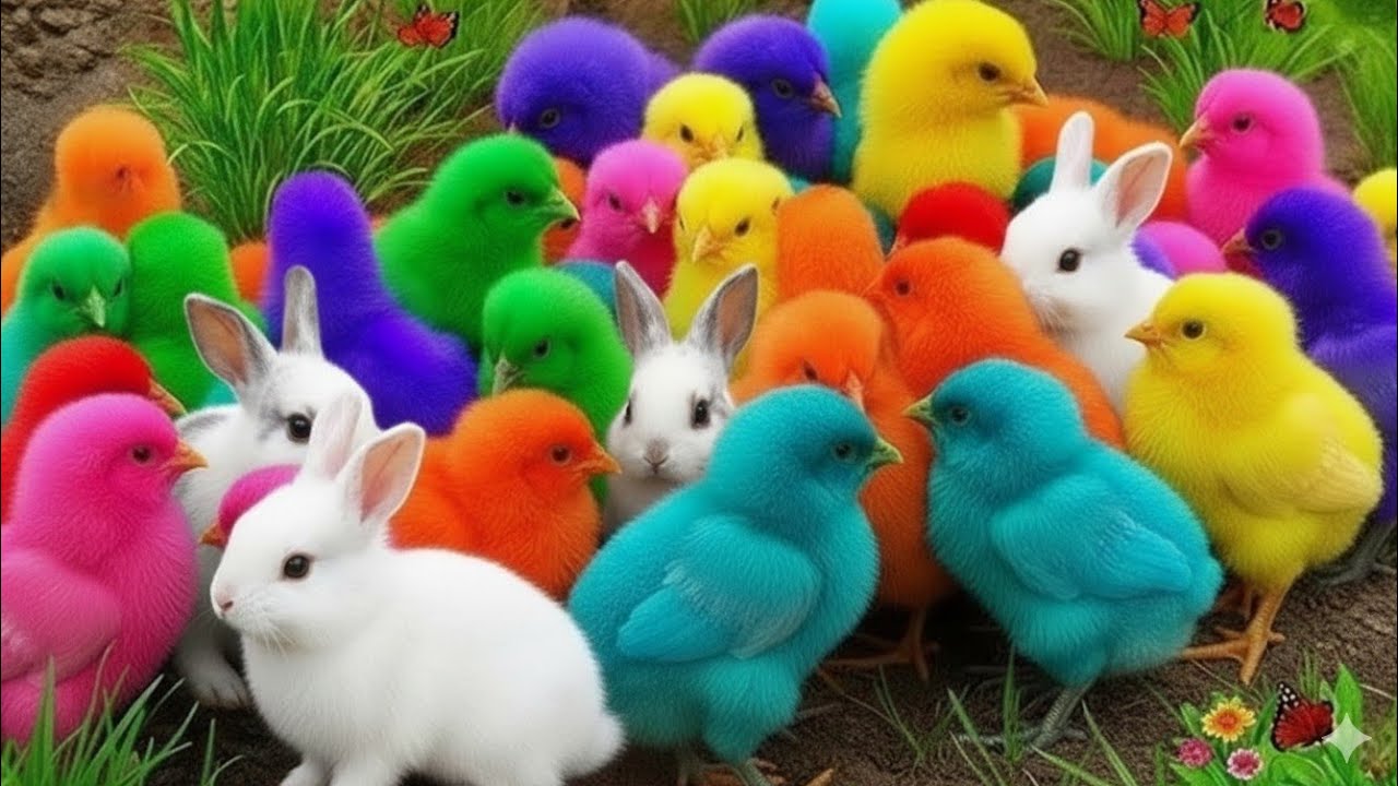 Ayam Lucu, ayam warna warni, ayam rainbow, kelinci lucu, bebek lucu, ikan koi, Hewan Lucu
