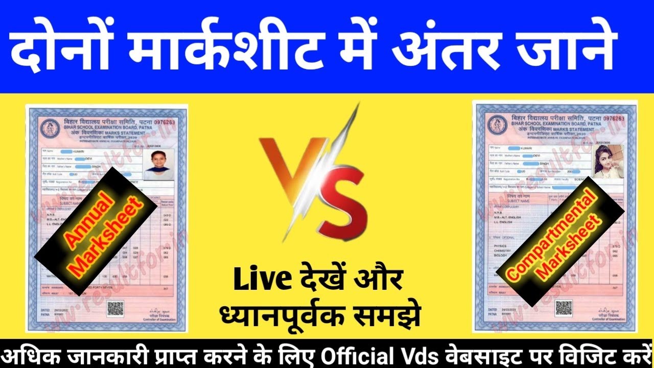 Compartment Marksheet VS Annual Marksheet me kya antar hai कितना % valu है 12th Bihar Board (BSEB )