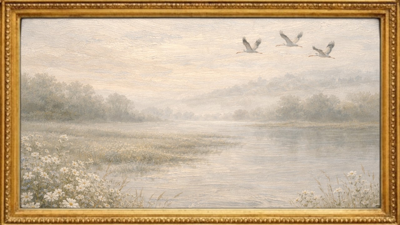 Vintage Framed Nature Painting 4K | Calm Countryside Lake Art TV