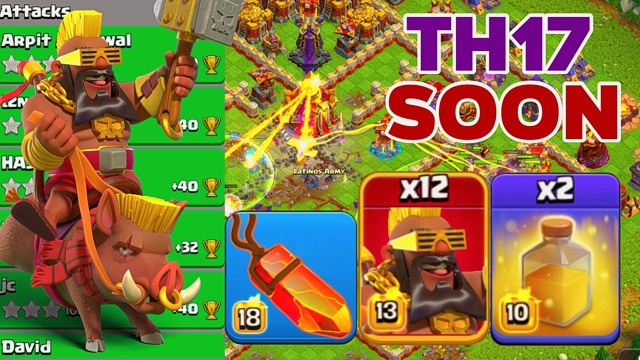 Prepare for TH17: TH16 Super Hog Rider Legend League Attack! Clash of Clans