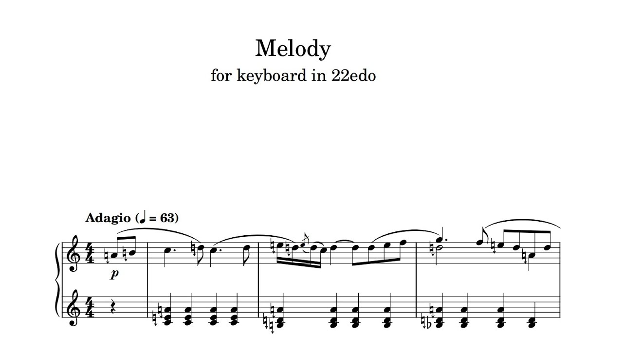 Melody for microtonal keyboard in 22edo