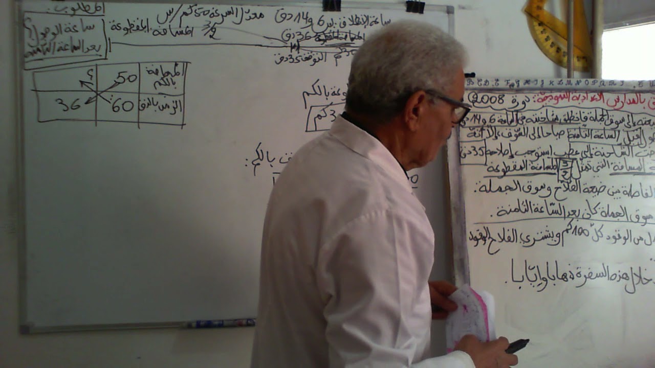 حل مسالة حول زمن السير  و زمن السفرة و المسافة المقطوعة  1السنة 6