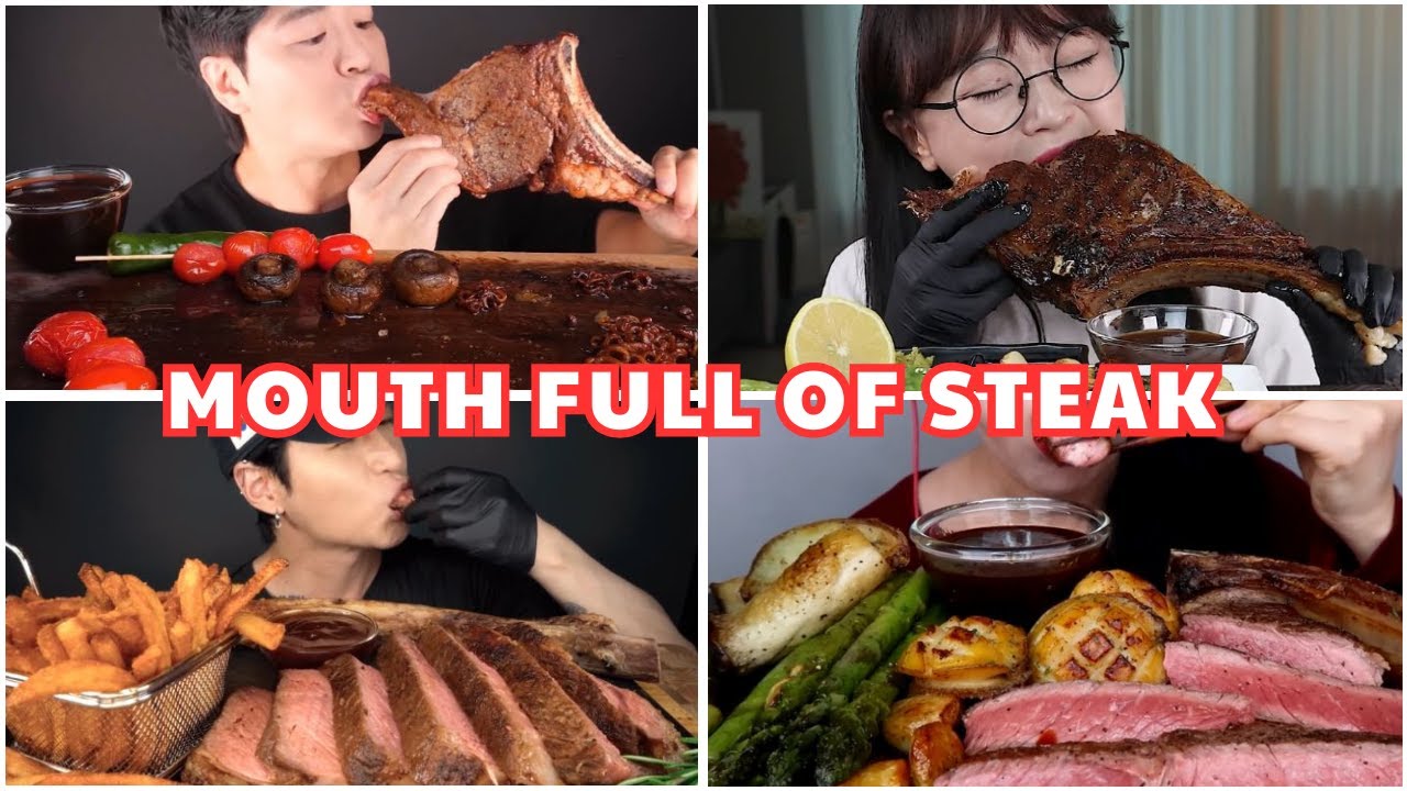 mouth full of steak compilation | mukbang compilation | asmr eating sounds