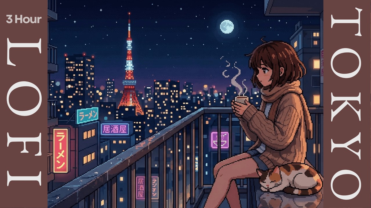 Tokyo Balcony Edge Lofi ☕️ Steam & Night Breeze | High-Rise City Night