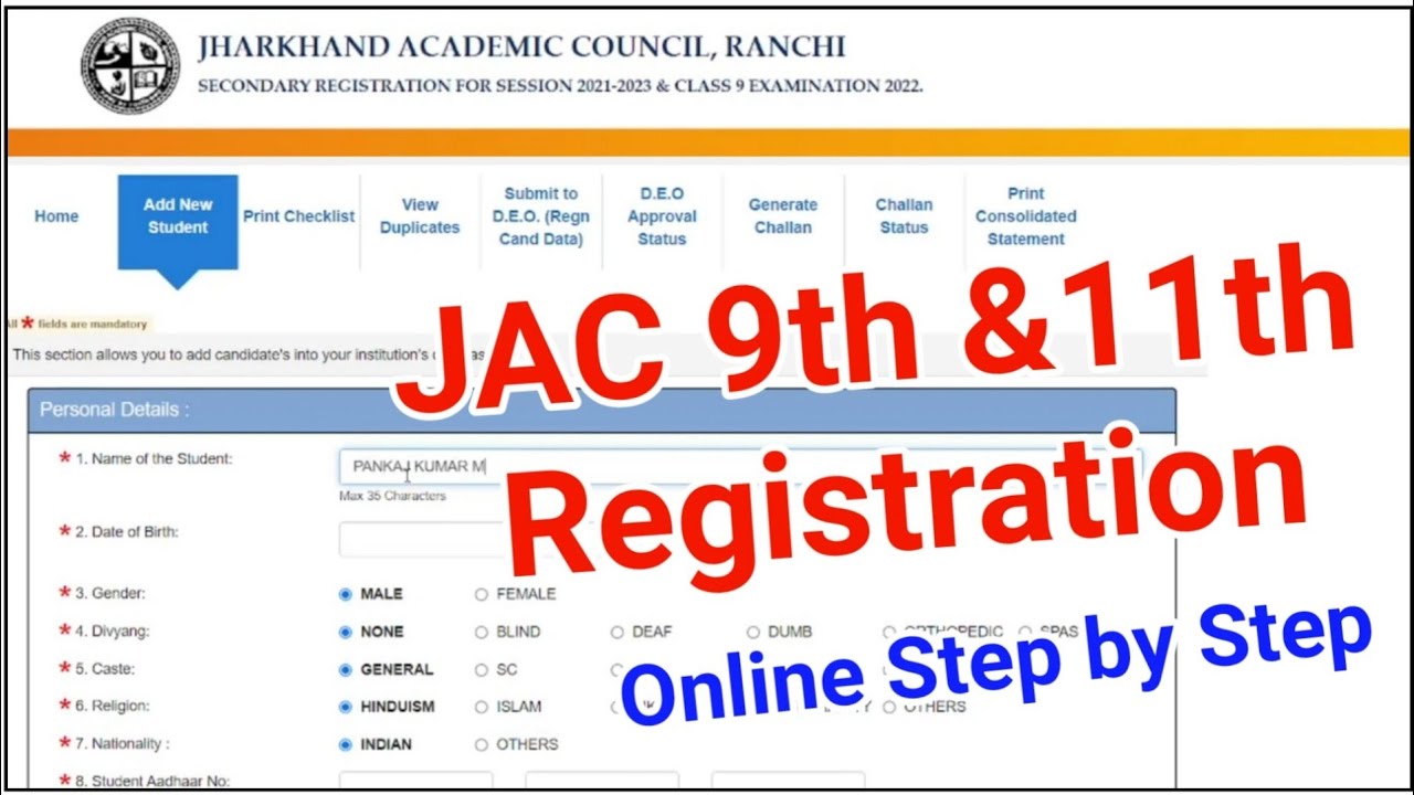 🔴LIVE | JAC Board Online Registration Class 9th & 11th step by step 🔥ICT Academy NSP
