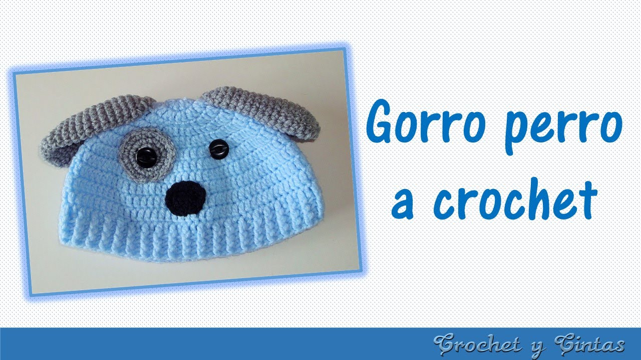 Gorro perrito tejido a crochet para niños
