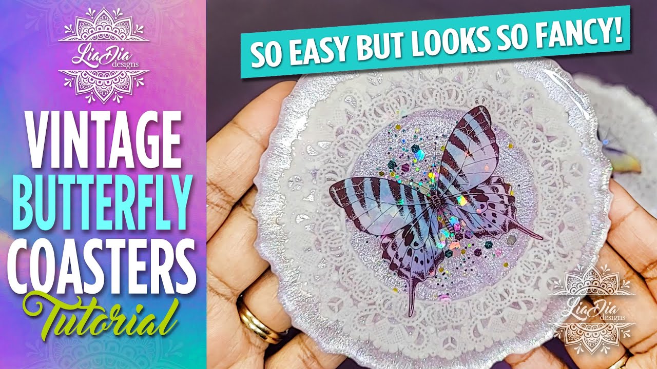 Create Easy DIY Epoxy Resin Coasters Using Paper Doilies and Butterflies