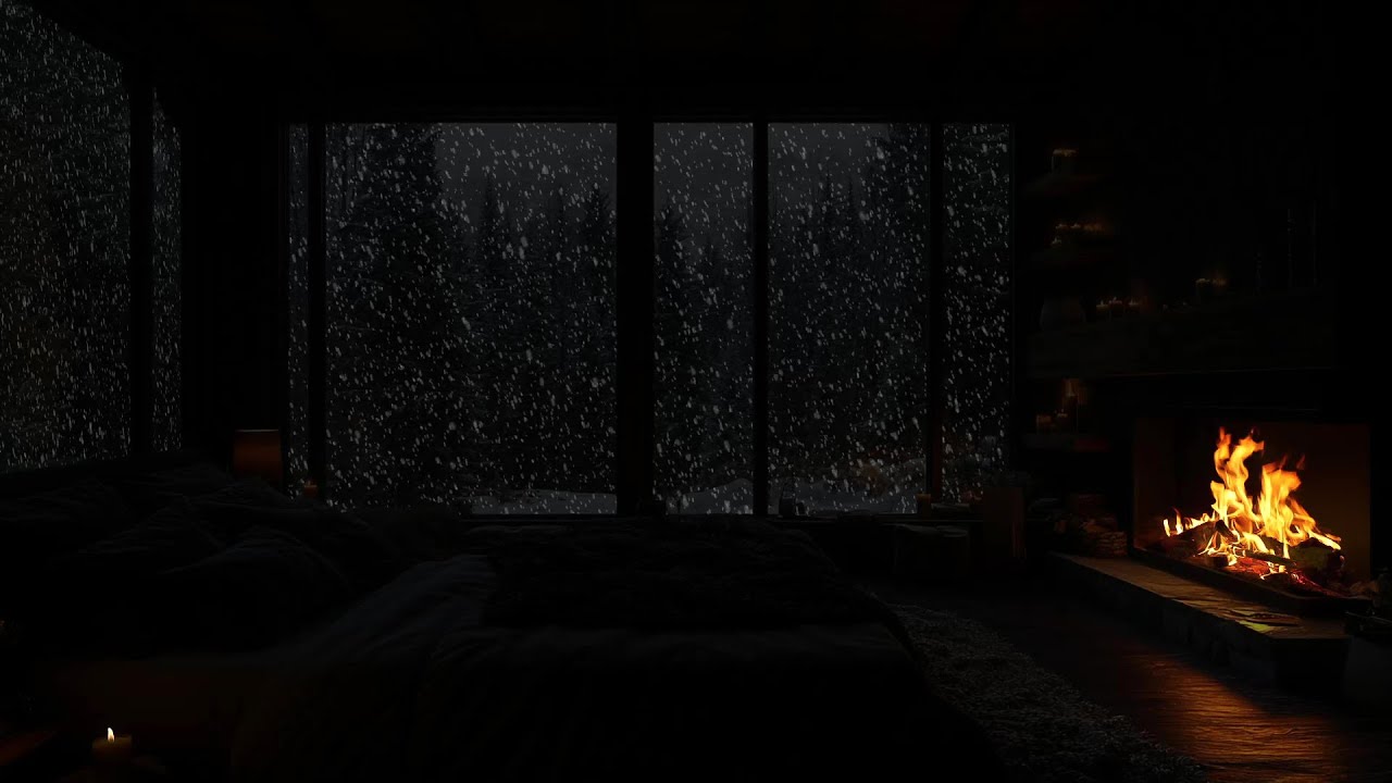 Blizzard & Fireplace Sounds - No Ads🔥Cozy Winter Night Ambience Perfect for Deep Sleep, Study & Work