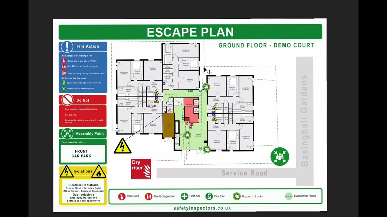 High Rise Floorplans for Fire Escape Plan in Sutton, Surrey London