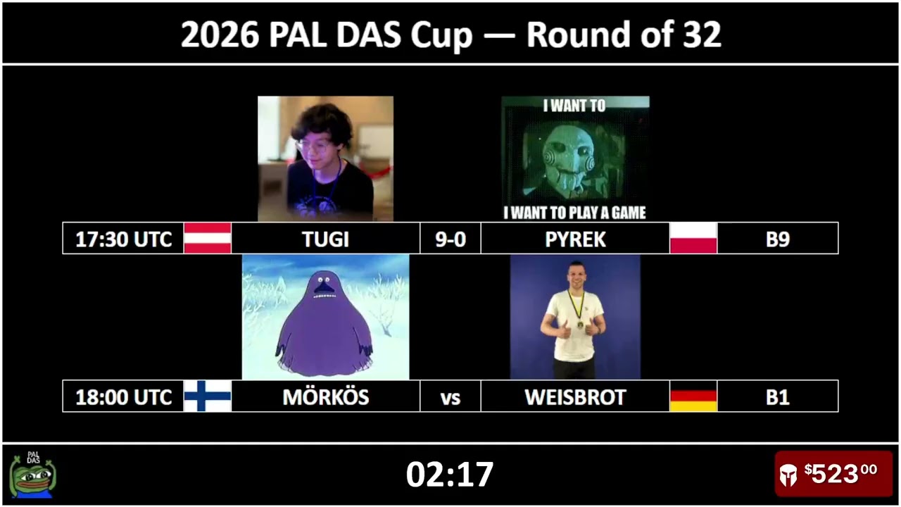 2026 PAL DAS Cup | Ro32 | TUGI vs PYREK & MÖRKÖS vs WEISBROT | 2026-02-06