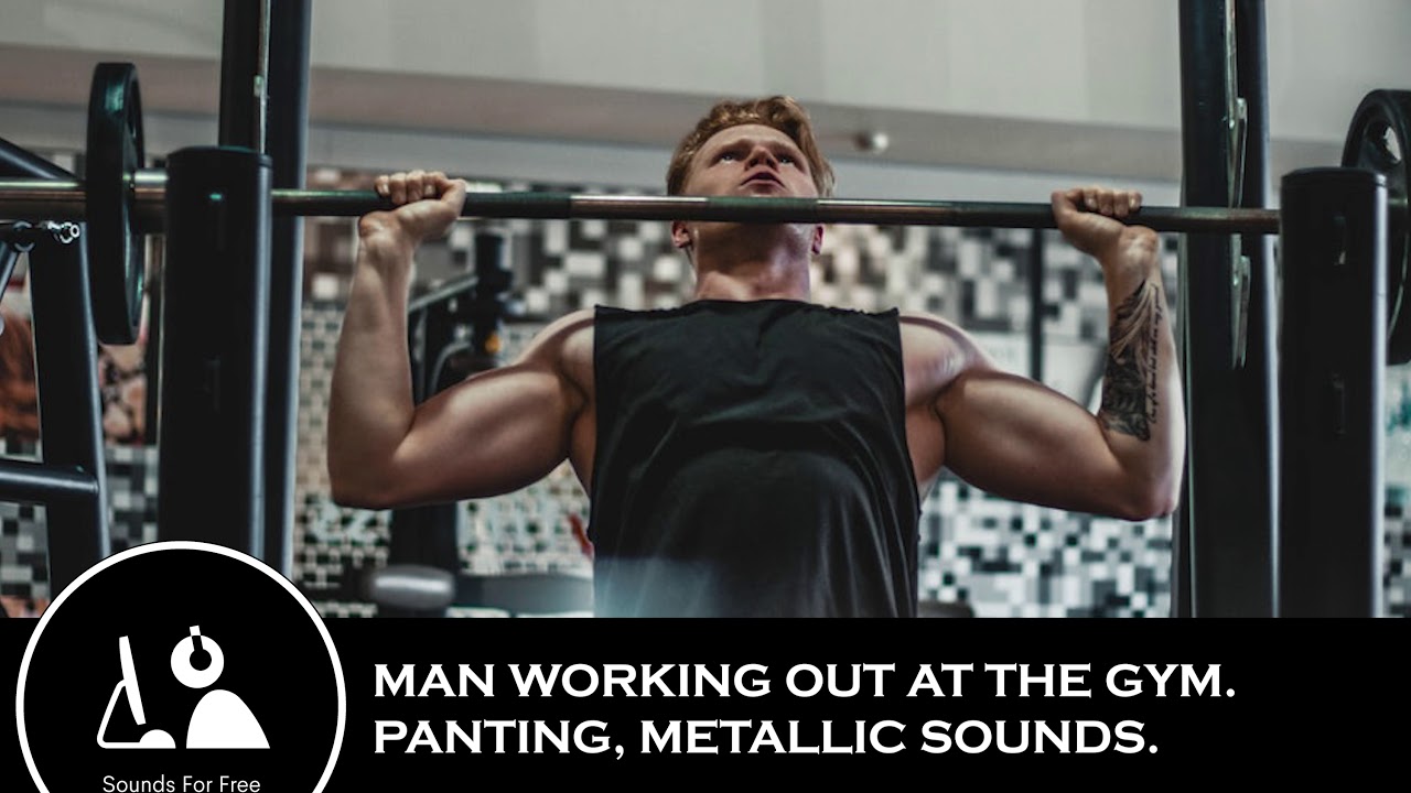 Sound Effects - Man working out at the gym. Panting, metallic sounds SFX.