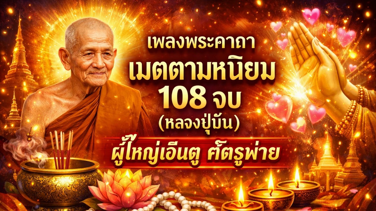 เพลงพระคาถาเมตตามหานิยม 108 จบ (หลวงปู่มั่น) คนรักคนหลง ผู้ใหญ่เอ็นดู ศัตรูพ่าย #108จบ