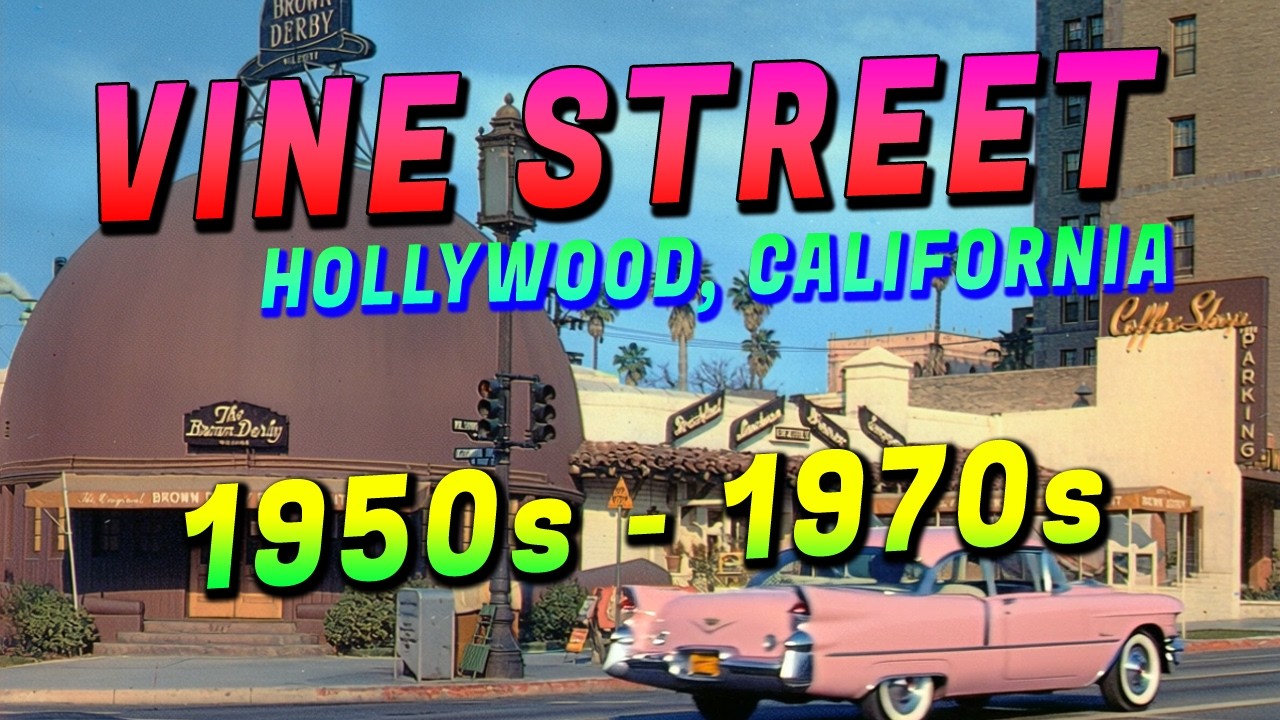 Vine Street Hollywood 1950's 1960's, Video in Vivid Color! Los Angeles, Brown Derby, Wallich's Music