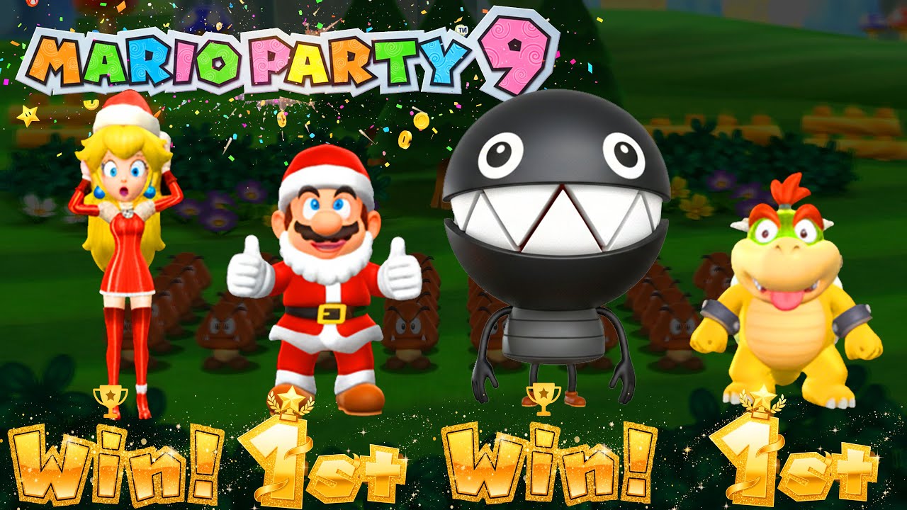 Mario Party 9 Step It Up Minigames - Peach vs Mario vs Chain Chomp vs BowserJr ( Master Difficulty )