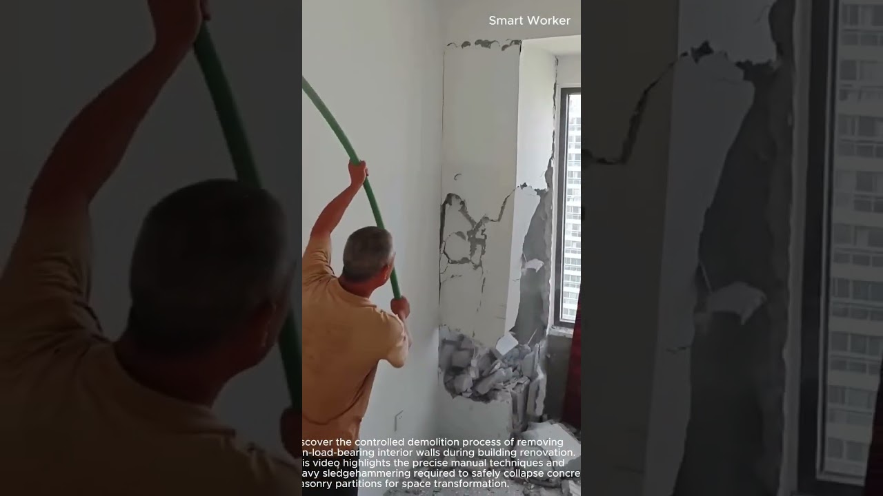 Incredible Satisfying Interior Wall Collapse #worker #process #satisfying #amazing #power