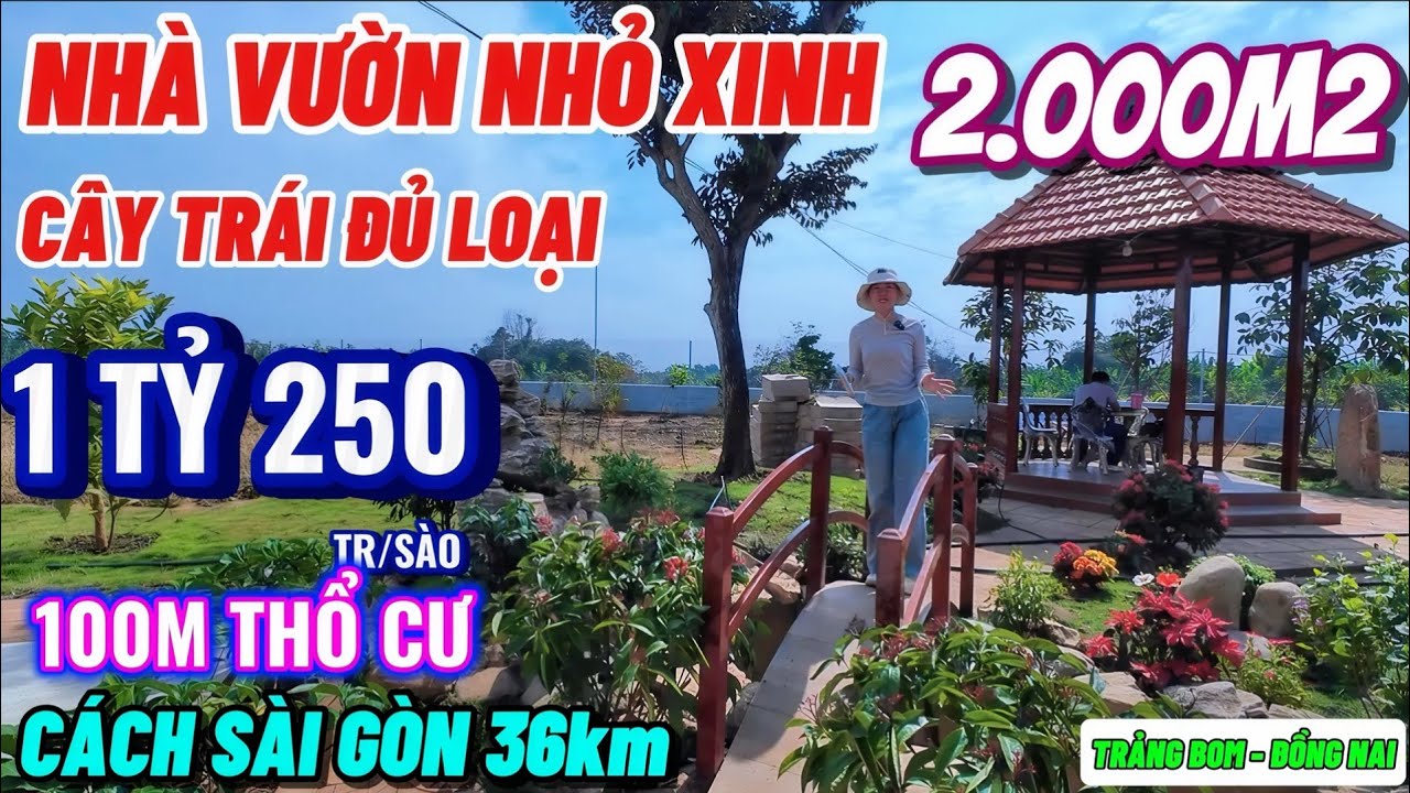 Nhà đất đồng nai,Hơn 1 tỷ 2/sào bán gấp nhà vườn nghỉ dưỡng view đẹp có thổ cư cây trái đủ loại