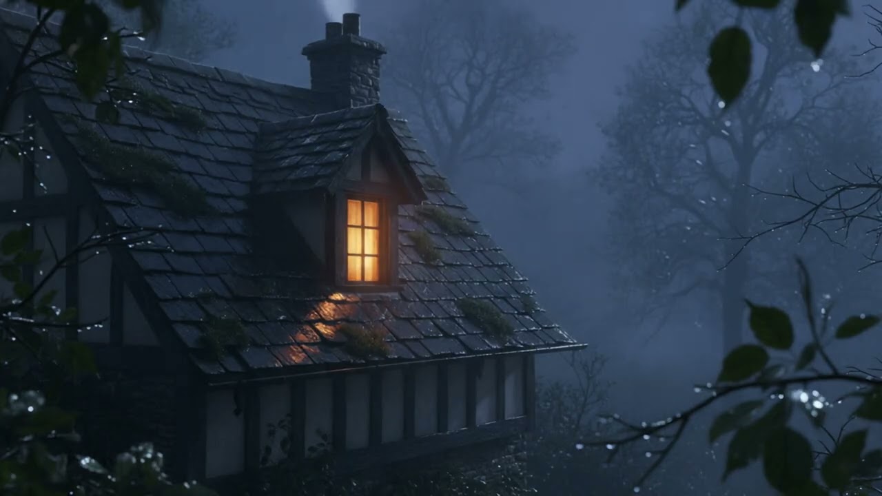 Cozy Cabin Rainstorm – Relaxing Rain & Thunder Ambience for Deep Sleep