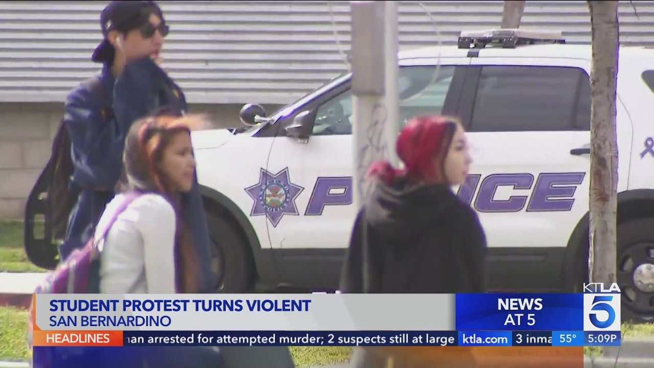 Student protest turns violent at high school in San Bernardino