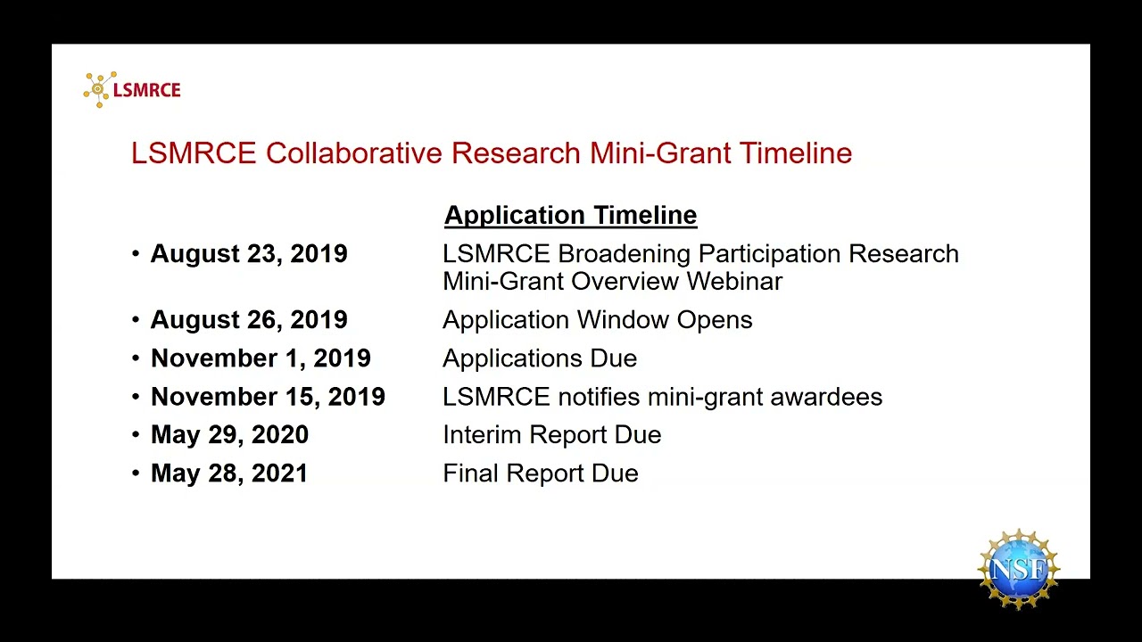 LSMRCE Research Mini Grant Overview (2019)