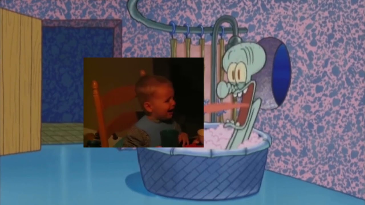 Crying for teletubbies drops by squidward's house