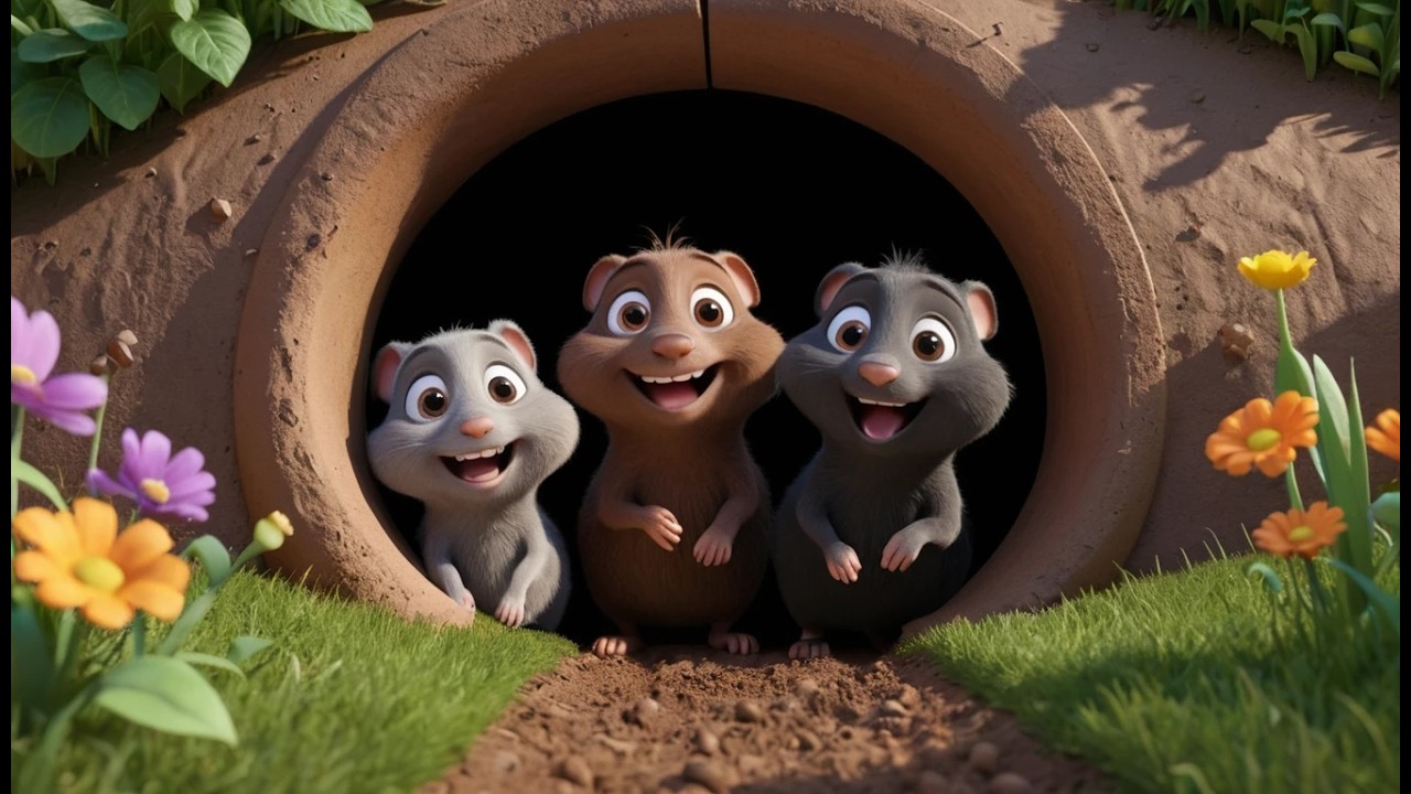 Five Little Moles Tunnel Tunnel Tunnel 🐾 | Underground Adventure & Counting Song