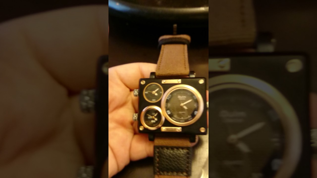Oulm 3 time zones wrist watch