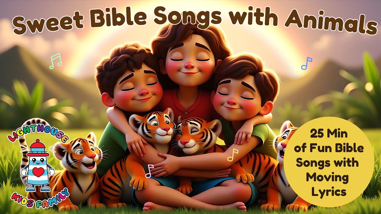 Sweet Bible Songs with Animals | Kids Christian Songs with Moving Lyrics | Lighthouse Kids Family